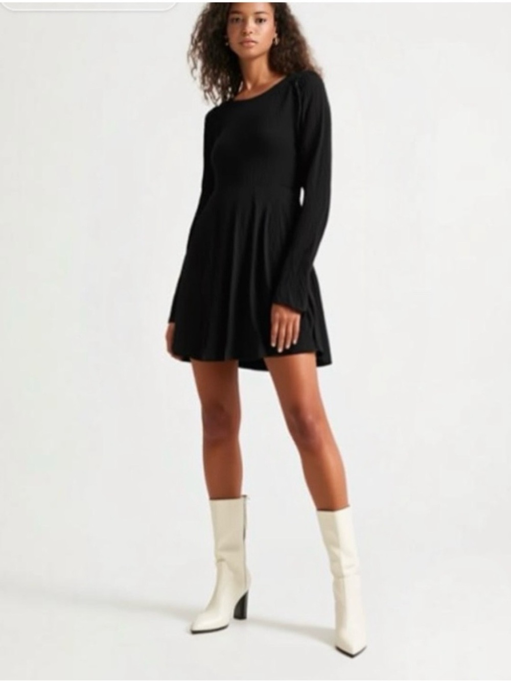 Lulus Fit and Fair Ribbed Knit Long Sleeve black size Small